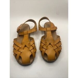 Cat & Jack Ella Girls Sandals Size 12 Faux Leather Adjustable Strap Cognac Boho